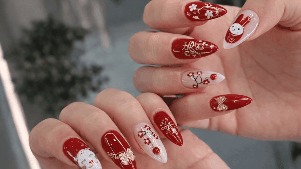 Motif Nail Art Merah Untuk Imlek